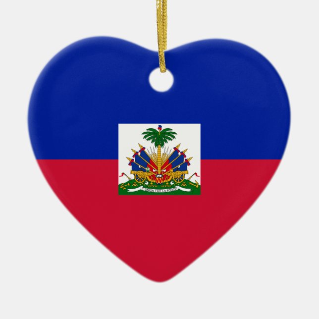 Ornement Cœur En Céramique Coût bas ! Drapeau du Haïti (Devant)