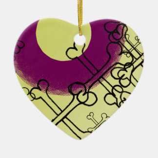 Ornement Cœur En Céramique crâne et os gothique violet