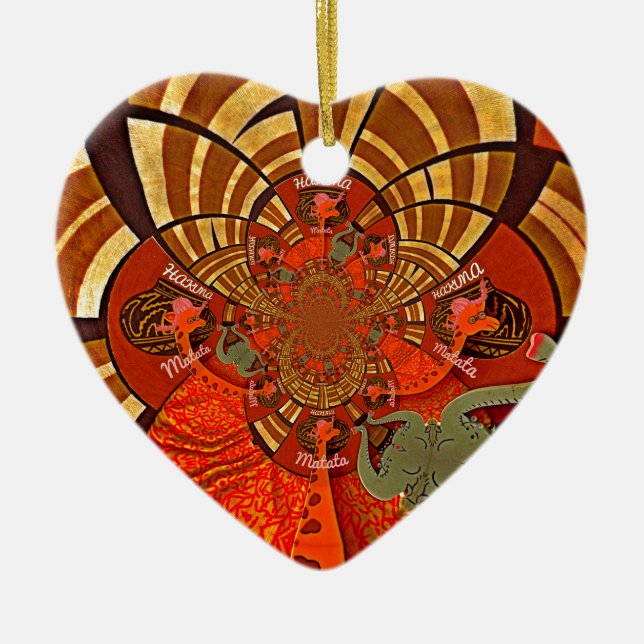 Ornement Cœur En Céramique Créez votre propre Giraffe africaine unique design (Devant)