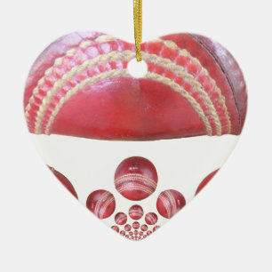 Ornement Cœur En Céramique Crimson Spin - Une Belle Balle Rouge De Cricket Ar