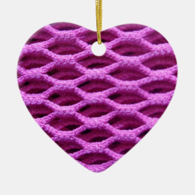Ornement Cœur En Céramique Crochet rose (Devant)