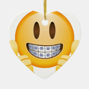 Ornement Cœur En Céramique Croisillons Geeky Emoji