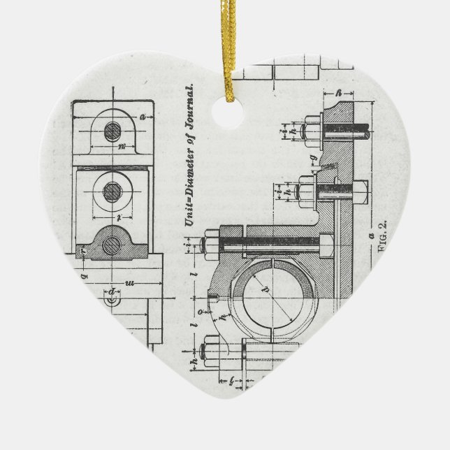 Ornement Cœur En Céramique Cru de machines de modèle d'ingénierie (Devant)