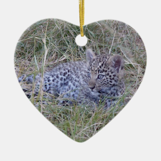 ORNEMENT CŒUR EN CÉRAMIQUE CUB LEOPARD (Devant)
