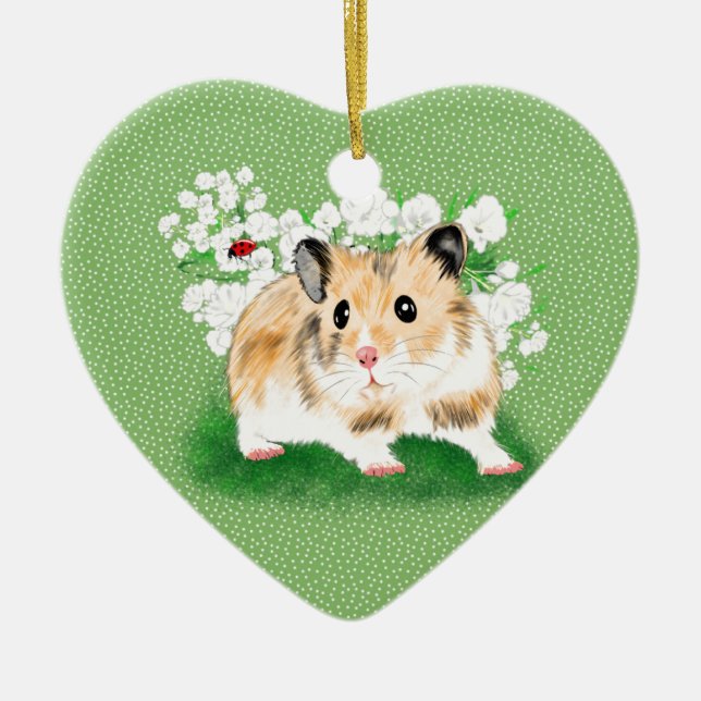 Ornement Cœur En Céramique Cute or Syrian Hamster cadeaux d'art accessoires (Devant)