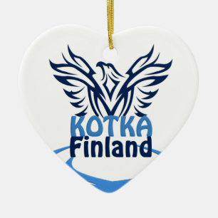 Ornement Cœur En Céramique Décor Kotka Finlande, personnalisable