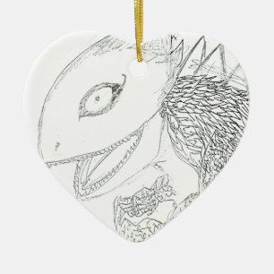 Ornement Cœur En Céramique dessin de monstre lézard