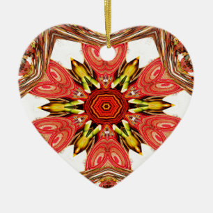 Ornement Cœur En Céramique Doodle Floral Art Imprimer