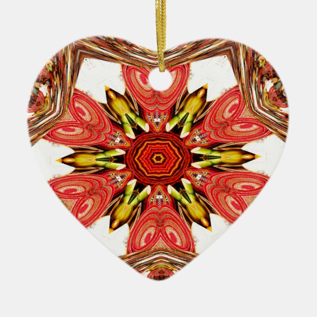 Ornement Cœur En Céramique Doodle Floral Art Imprimer (Devant)