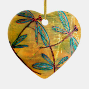 Ornement Cœur En Céramique Dragonfly Haze