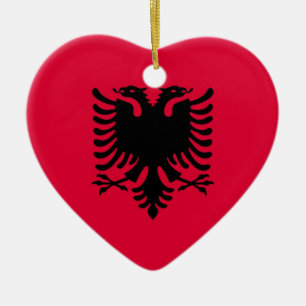 Ornement Cœur En Céramique Drapeau albanais