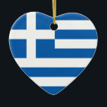 Ornement Cœur En Céramique Drapeau de la Grèce<br><div class="desc">Le drapeau du pays de la Grèce la république Grecque.</div>