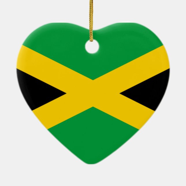 Ornement Cœur En Céramique Drapeau de la Jamaïque (Dos)