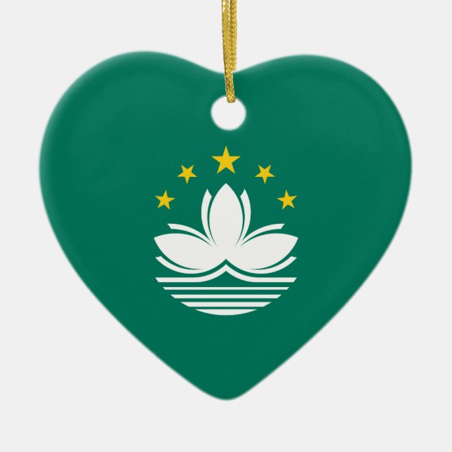 Ornement Cœur En Céramique Drapeau de Macao (Devant)