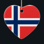 Ornement Cœur En Céramique Drapeau de Norway<br><div class="desc">Drapeau de Norvège - Det norske flagget - Norges flagg</div>