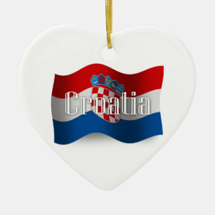 Ornement Cœur En Céramique Drapeau de ondulation de la Croatie