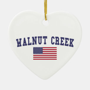 Ornement Cœur En Céramique Drapeau de Walnut Creek USA