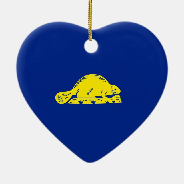 Ornement Cœur En Céramique Drapeau d'État de l'Oregon (Dos)