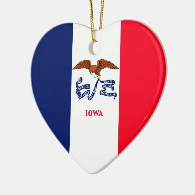 Ornement Cœur En Céramique Drapeau d'État Iowa (Gauche)