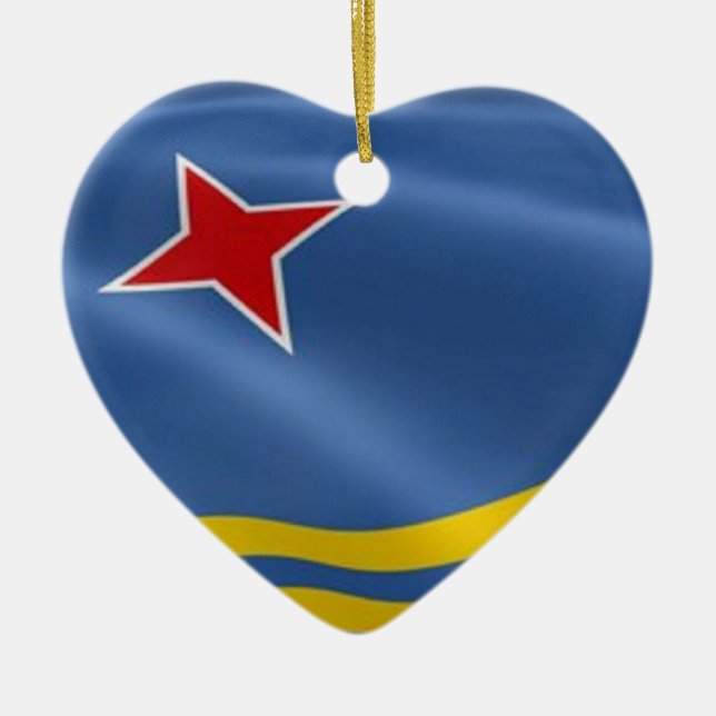 Ornement Cœur En Céramique Drapeau d'ornement d'Aruba (Devant)