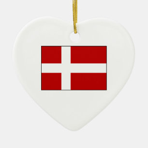 Ornement Cœur En Céramique Drapeau du Danemark