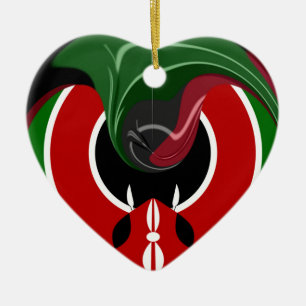 Ornement Cœur En Céramique Drapeau Fluid Kenyan : Un design moderne