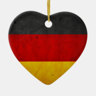 Ornement Cœur En Céramique Drapeau grunge vintage de l'Allemagne