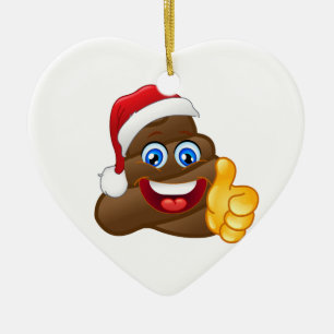 Ornement Cœur En Céramique Dunette brillante farfelue Emoji de Père Noël