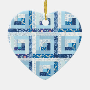 Ornement Cœur En Céramique Édredon bleu