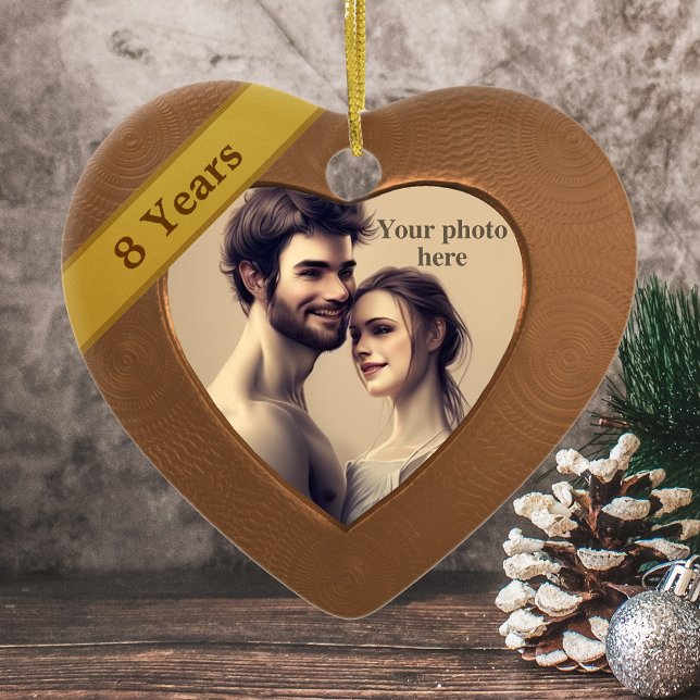 Ornement Cœur En Céramique Effet bronze 8e anniversaire : Ajouter une photo (Créateur téléchargé)