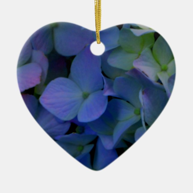 Ornement Cœur En Céramique Élégant bleu pourpre bleu pourpre floral (Devant)