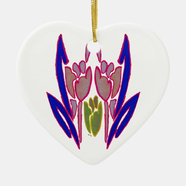 Ornement Cœur En Céramique Elégante aquarelle Rose Imprimer (Devant)