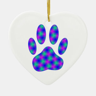 Ornement Cœur En Céramique Empreinte de patte cosmique