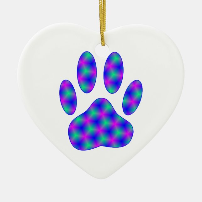 Ornement Cœur En Céramique Empreinte de patte cosmique (Devant)