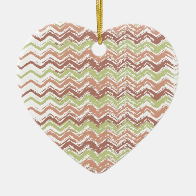 Ornement Cœur En Céramique Épice de scribble Chevron ZigZag (Devant)