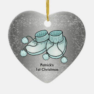 Ornement Cœur En Céramique Ęr Noël du bébé - ornement en forme de coeur