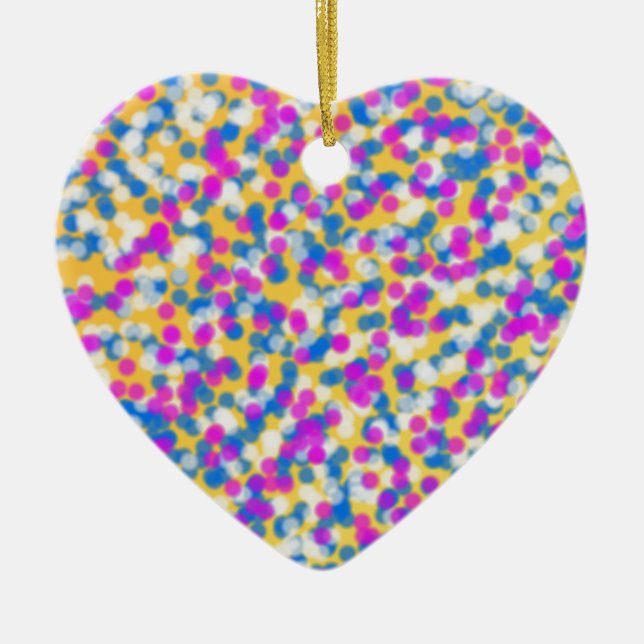 Ornement Cœur En Céramique étoiles colorées (Devant)