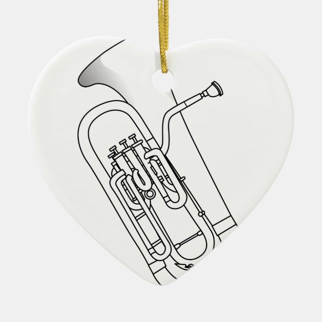 Ornement Cœur En Céramique Euphonium Redwork (Devant)
