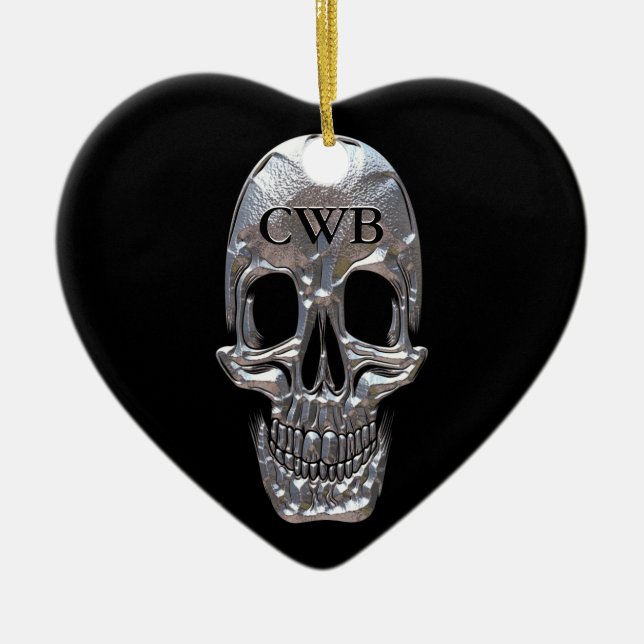 Ornement Cœur En Céramique Fantôme de son Cranium (Devant)
