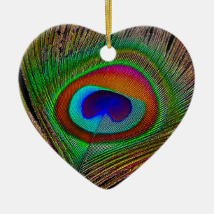 Ornement Cœur En Céramique Feather Vibrant Copper