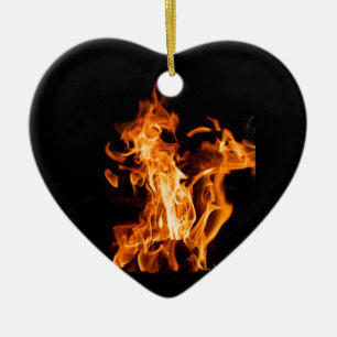 Ornement Cœur En Céramique Feu