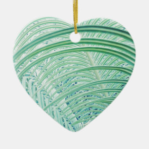 Ornement Cœur En Céramique Feuille de palmier de plante verte douce