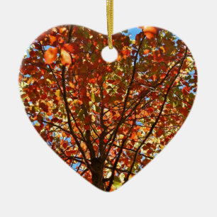 Ornement Cœur En Céramique Feux d'artifice d'automne