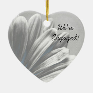 Ornement Cœur En Céramique Fiançailles Floral bleu clair