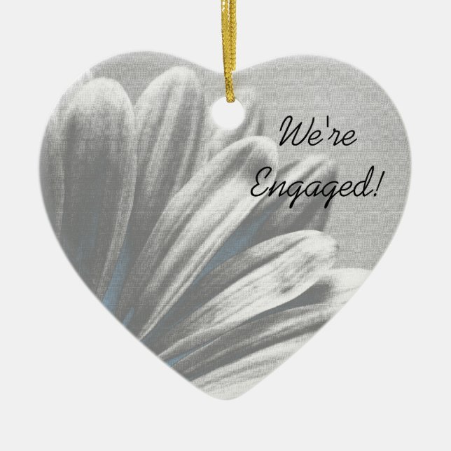 Ornement Cœur En Céramique Fiançailles Floral bleu clair (Devant)