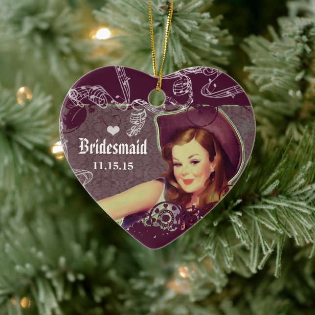 Ornement Cœur En Céramique Fille-fille Vieux Western BQ Purple Bridesmaid Fav (Arbre)