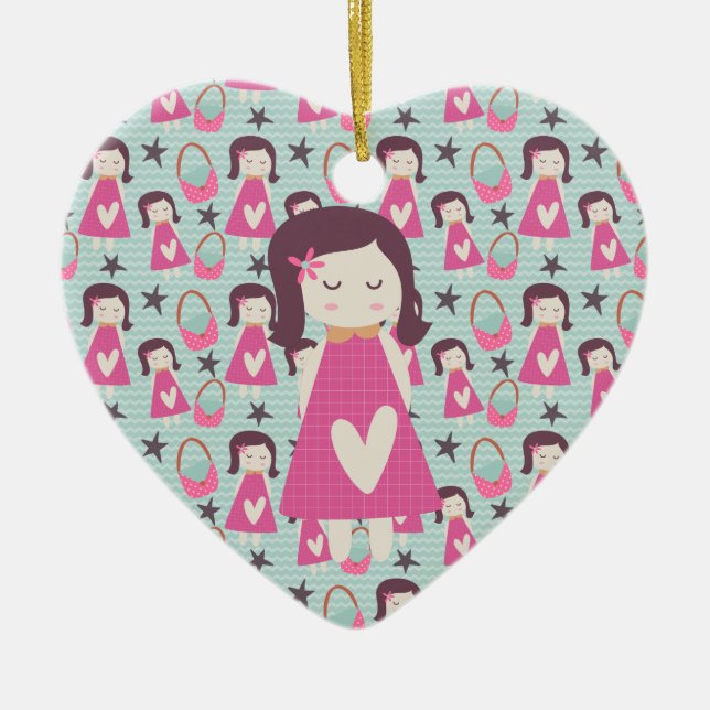 Ornement Cœur En Céramique Filles et sacs à main (Devant)