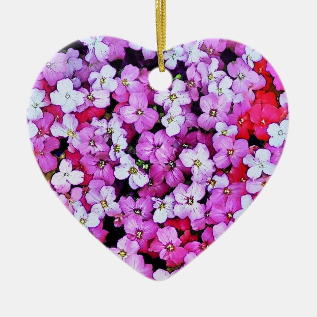 ORNEMENT CŒUR EN CÉRAMIQUE FLEURS (Devant)