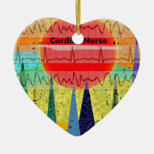 Ornement Cœur En Céramique Forêt magique d'infirmière cardiaque (Devant)