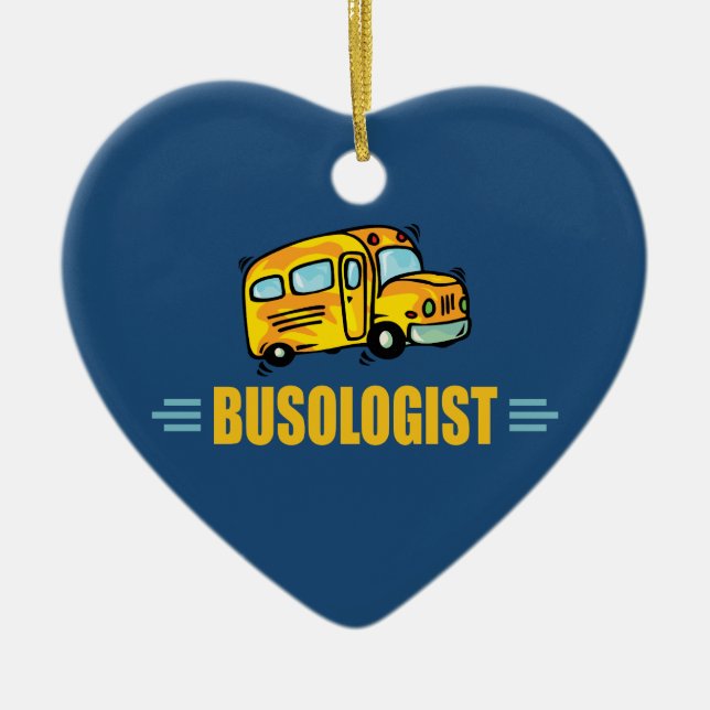 Ornement Cœur En Céramique Funny Yellow School Bus Driver Humorous (Devant)